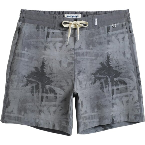 💫 Men Grey Vintage Beach Shorts Stretch Quick Dry Zipper Pockets Board Shorts